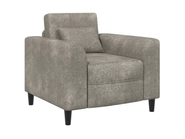 Sessel Hellgrau aus Synthetischem Wildleder mit Schaumstoff und Hellgraues Wildleder, Sperrholzrahmen braun, Schaumstofffüllung, moderner Stil, Innenbereich