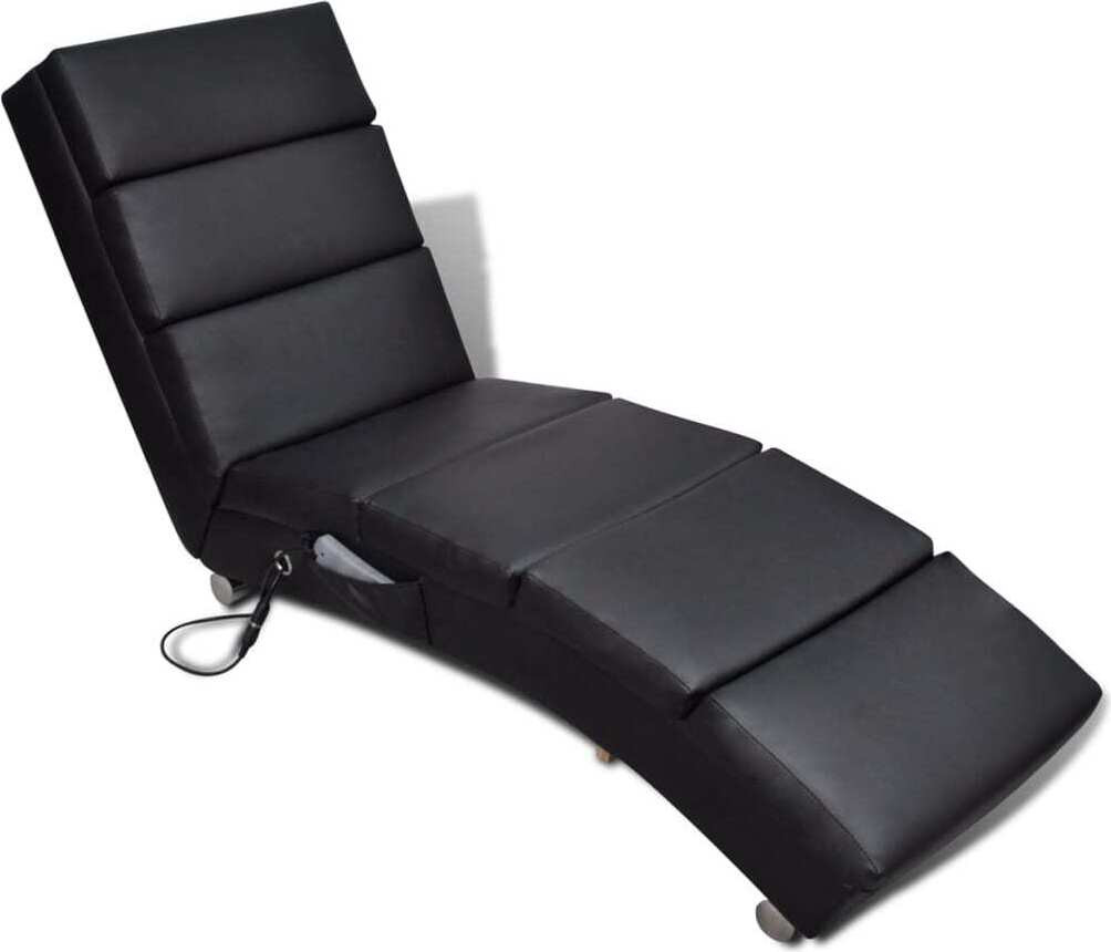 Syfax Modern Massagelounger Relax Recliner Kunstleer Zwart