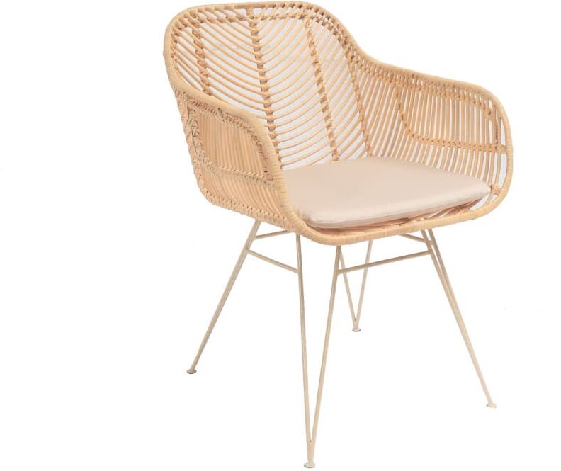 Drawer Fauteuil de table en rotin pieds beiges - naturel Marron 55x78x60cm