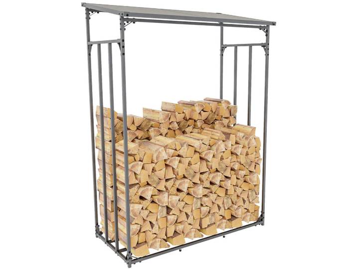 CLP Kaminholzregal 130/70/185 cm Metall anthrazit, Anthrazit, 130x185x70 cm, Kleinmöbel, Kamine & Zubehör, Kaminholzregale
