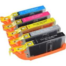 5 Kompatible Tinten ersetzt Canon CLI-571XL Multipack KCMY GY