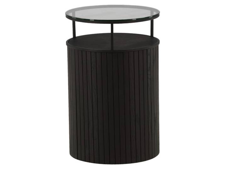 Livetastic Beistelltisch, Schwarz, Holz, Glas, Esche,Esche, rund, rund, 37x58x37 cm, einfacher Aufbau, Wohnzimmer, Wohnzimmertische, Beistelltische, Beistelltisch Glas