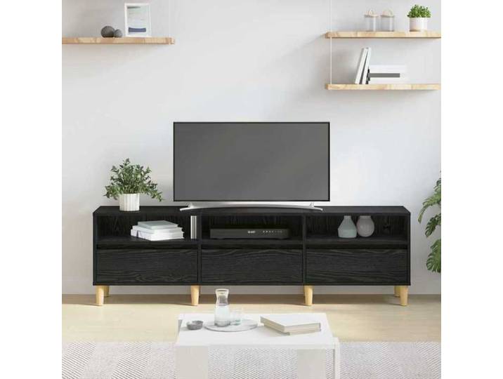 Cabinet TV - Noir - Meuble TV pour Télévision - 1 PC - Chêne noir 150x30x45 cm Bois d'ingénierie T2104