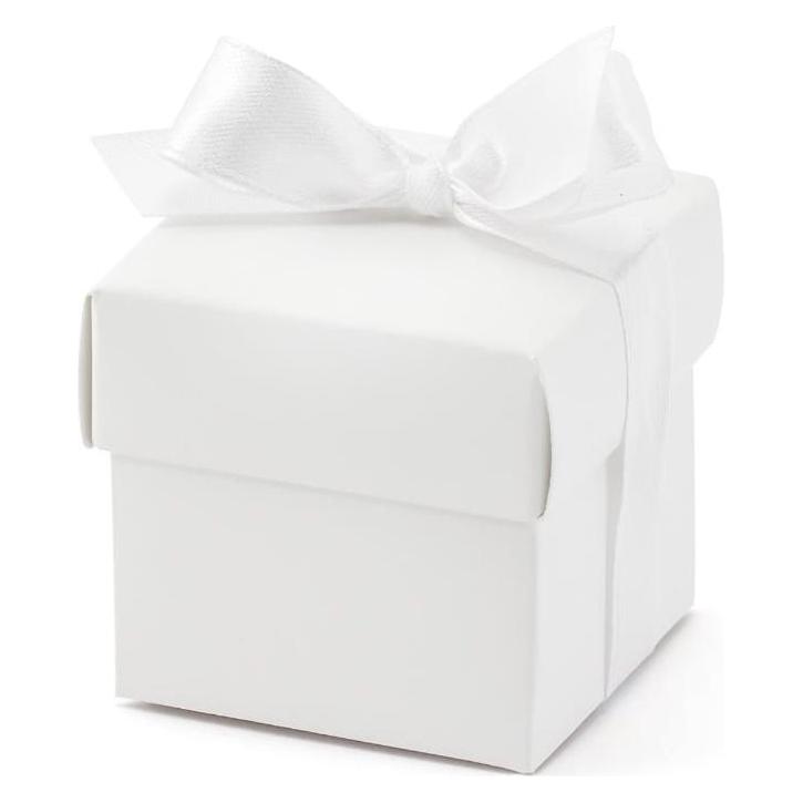 Partydeco Drageebox weiss mit Schleife (10Stk) (10 Stk.) (PDPUDP6)