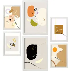 POSTER Set Mit 6 Minimalismus Sammlung A3 & A4 Weißer Rahmen