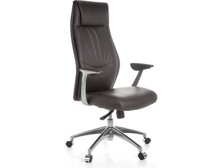Amstyle Bürostuhl OXFORD 1 Echt-Leder Braun Schreibtischstuhl 120KG Chefsessel mit Synchronmechanik Drehstuhl ; SPM1.146