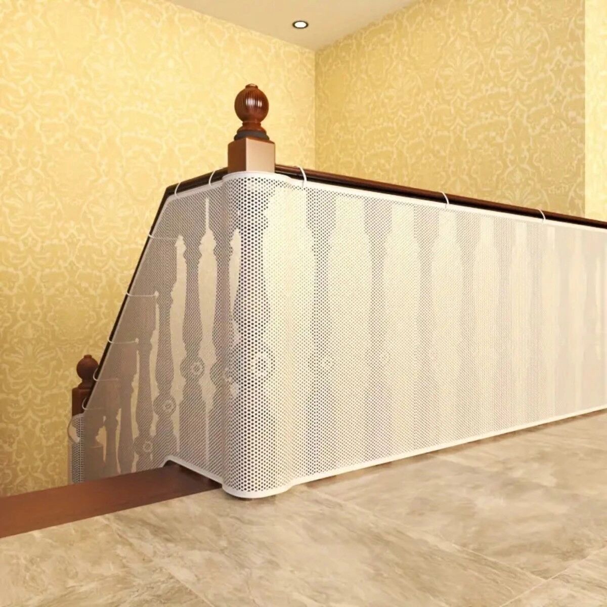 INF Filet de sécurité épaissi pour escaliers et balcons - Filet PE haute densité anti-chute 300cm x 74cm avec fixation par Blanc