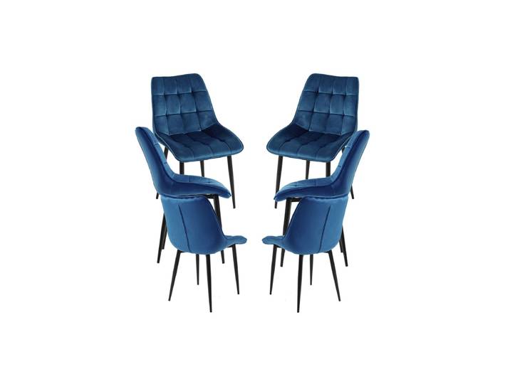 6er Set Cade Samt Stühle - Blau