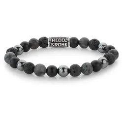 Rebel & Rose RR-80105-V Herren-Armband Grey Rocks Vintage 8 mm, 19 cm
