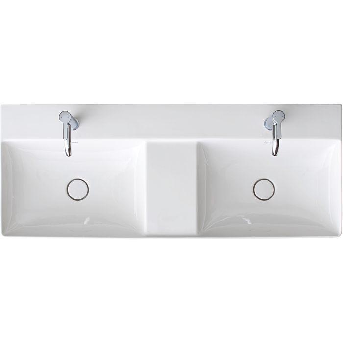 Duravit DuraSquare Möbel-Doppel-Waschtisch 23531200411 120 x 47 cm, ohne Überlauf, mit Hahnlochbank, 1 Hahnloch, weiß WonderGliss