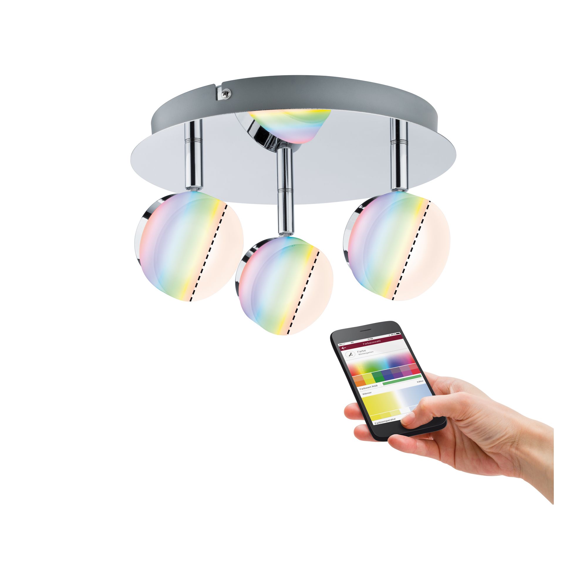 PAULMANNLICH SmartHome ZB Iro Spot 3x7W 230V RGBW Chrom 09246309