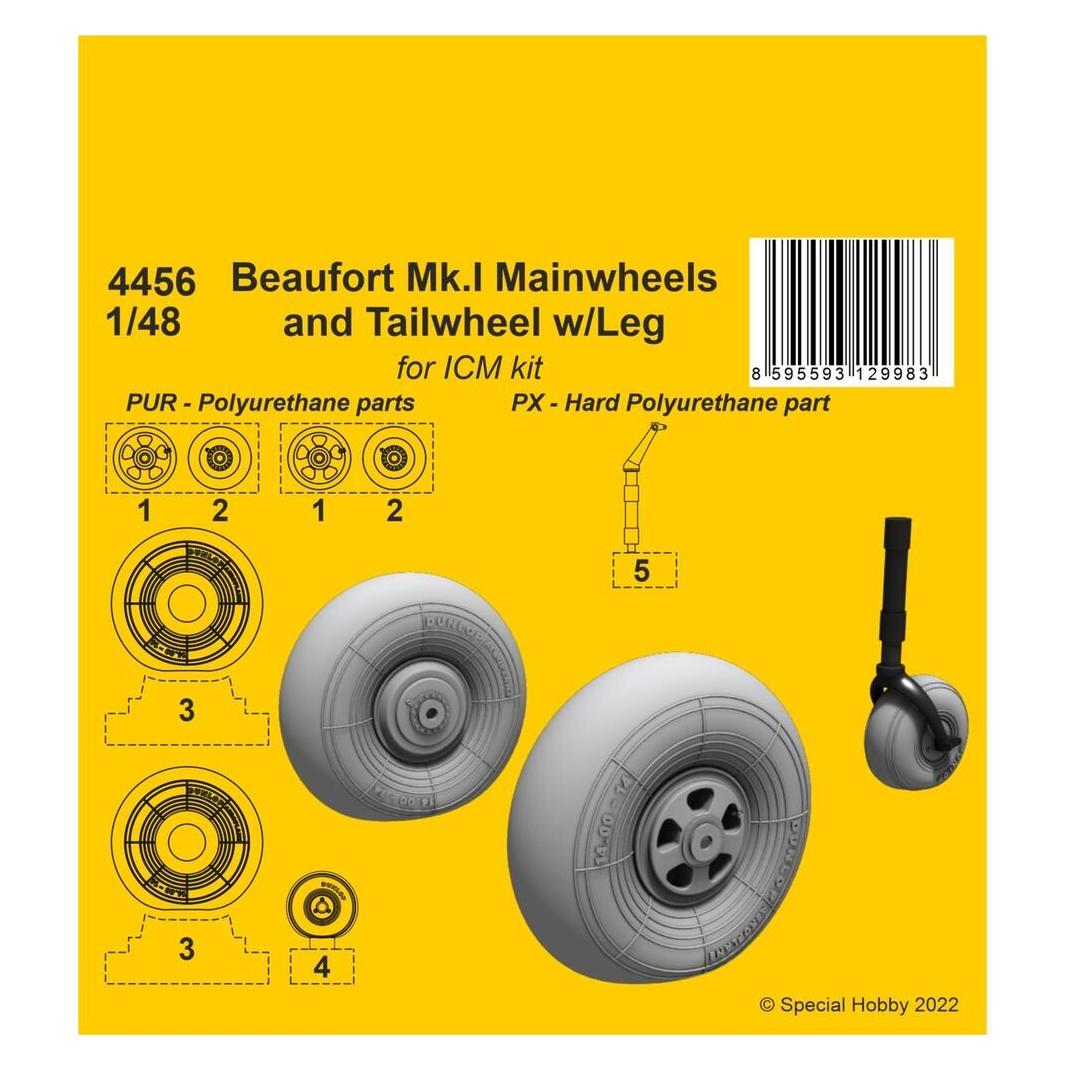 CMK Beaufort Mk.I Mainwheels and Tailwheel w/Leg (129-4456)