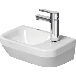 Duravit No.1 Handwaschbecken, mit Hahnloch und ohne Überlauf, 360x220mm, links, Unterseite glasiert (für verbesserte Hygiene), weiß, 07453600412