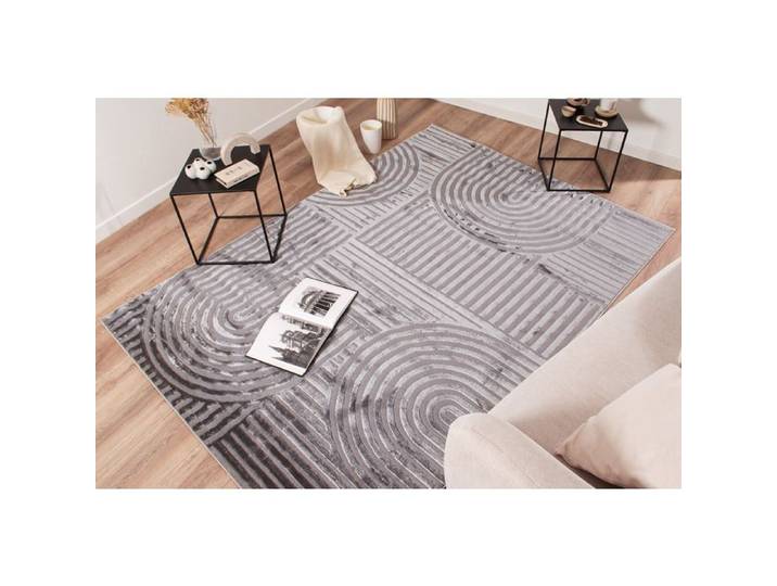 Tapis motif graphique en relief - NAZAR RUGS - BIANCA - Gris - 160x230 cm