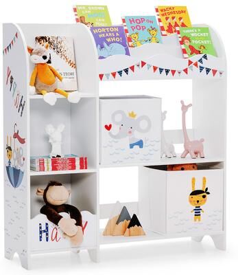 Kids Toy and Book Organizer Wooden Storage Cabinet w/ Storage Bins