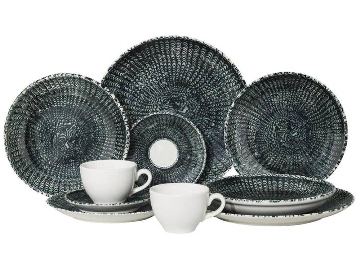 Geschirr-Set THOMAS PORZELLAN Sandora Set 10-tlg. Porzellan , schwarz (dunkelblau), Porzellan, Geschirr-Sets, Geschirr-Set