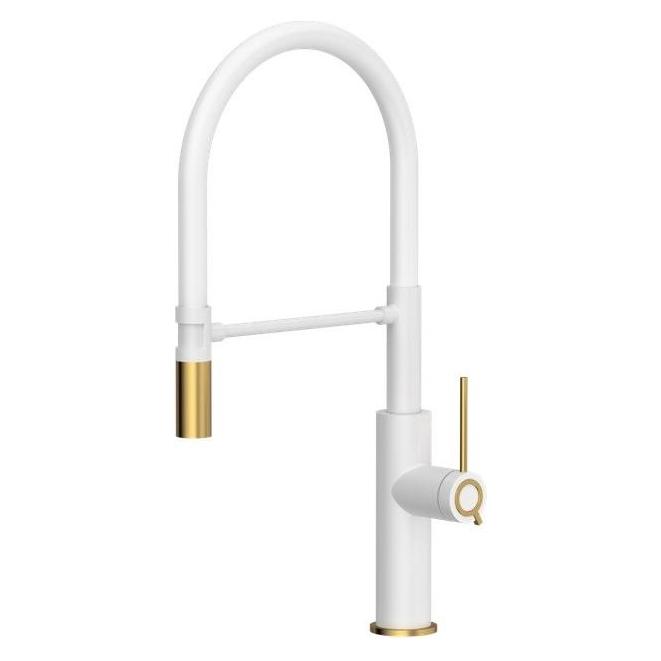Q Company Gemma Q Line SteelQ Küchenarmatur stehend weiss mit goldenen Elementen (84818011) (3623501_WHMPVDG1)