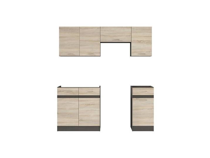 Cuisine complète 180 cm Ensemble de meuble de cuisine coloris chêne Sonoma/Marron sans plan de travail