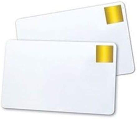 Brady Magicard CR80 Tarjetas PVC blancas con sello HoloPatch dorado   500 unidades