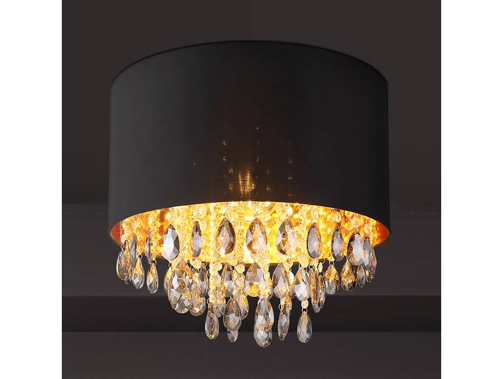 home24 Plafondlamp Coletta Ø 40cm zwart structuurstof LED E27