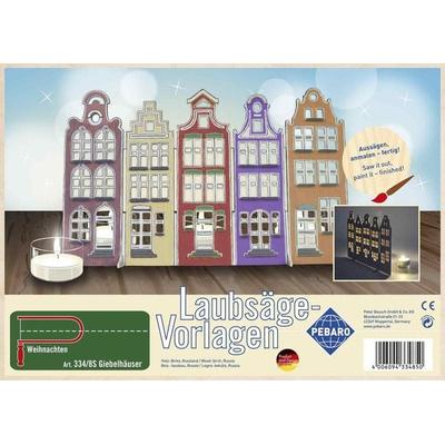PEBARO 334/8S - Laubsägevorlage Giebelhäuser Weihnachten, 1 Platte DIN A4