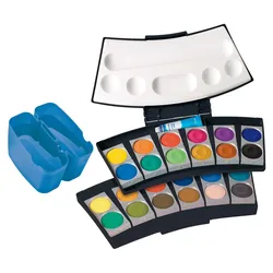 Pelikan Wasserfarbkasten 2 Wasserboxen + Deckweiß und 24 Farben