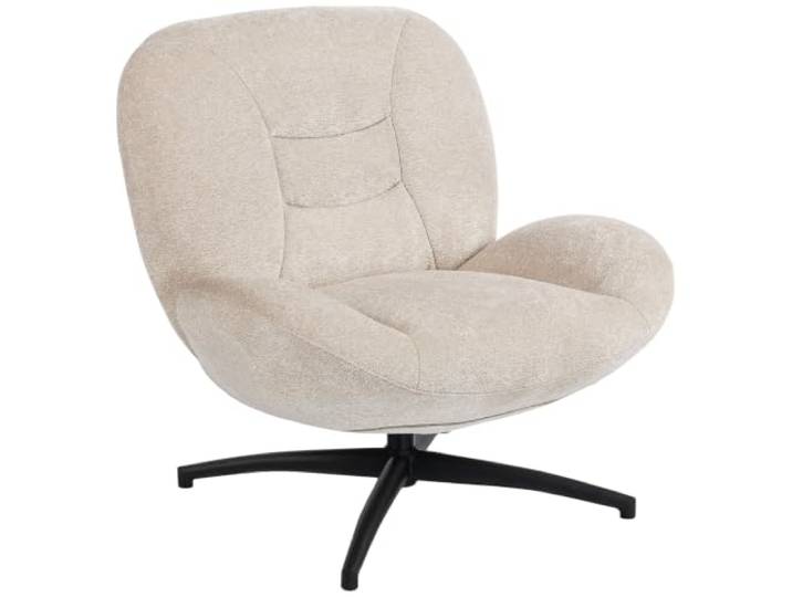 HOMCOM Sessel 360° Drehbar Loungesessel mit Breiter Sitzfläche Cremeweiß Integrierter Armlehne, Dicker Polsterung, Gepolstert Relaxsessel aus Chenille, mit Gekreuzten Stahlbeinen, Wohnzimmer