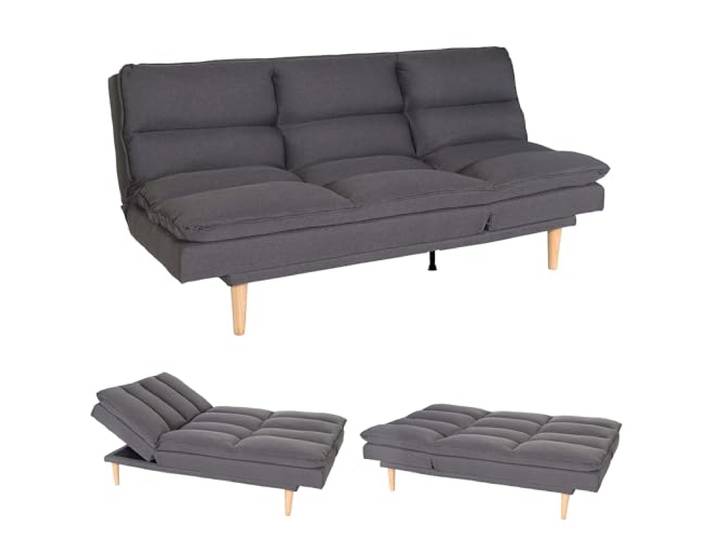 Mendler Schlafsofa HWC-M79 180x110cm Stoff/Textil - dunkelgrau Gästebett, Schlafcouch, Couch, Sofa, Schlaffunktion, Liegefläche