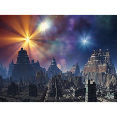 Fototapete PAPERMOON "PLANETEN-FUTURISTISCH WELTRAUM MOON GALAXIE UNIVERSUM", bunt, B:2,5m L:1,86m, Vlies, Tapeten