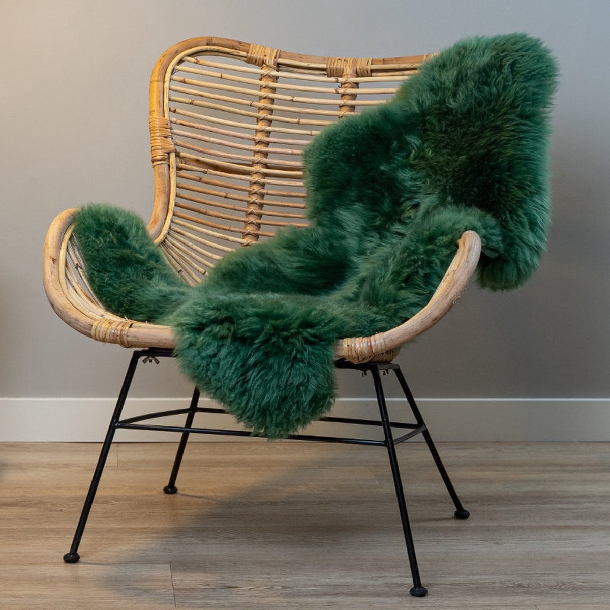 WOOOL Schapenvacht Australisch Groen S, 100% Echte Schapenvacht, 90 x 55 cm