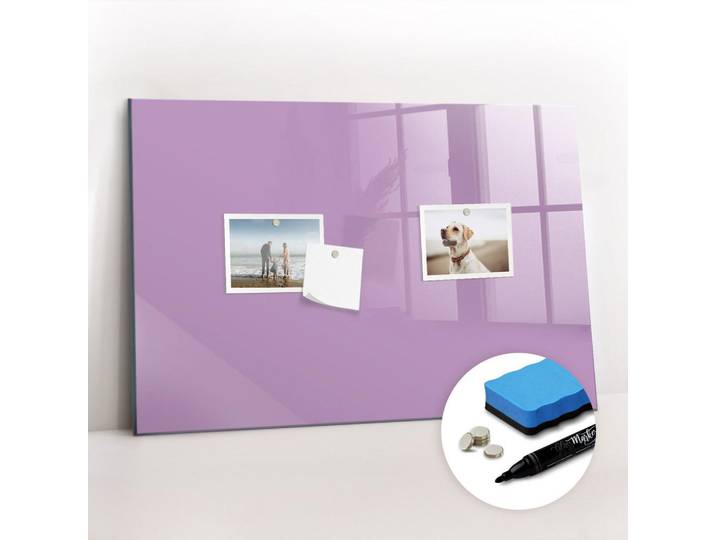 Tulup Magnettafel 60x40 Flieder schwarzer Marker, Violett, Glas, 60x0.4x40 cm, Bilder & Rahmen, Pinnwände & Magnettafeln