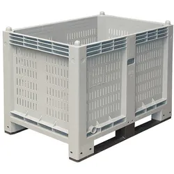 BRB Palettenbox mit 2 Kufen, Wände geschlitzt, LxBxH 1200x800x850 mm