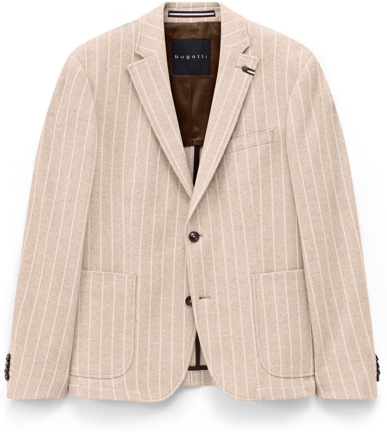 Sakko BUGATTI "Stretch-Funktion", Herren, Gr. 54, beige (30, beige), 90% Baumwolle, 10% Polyester, gestreift, regular fit, Sakkos Sakko, mit einem Streifen-Design 30, beige 54