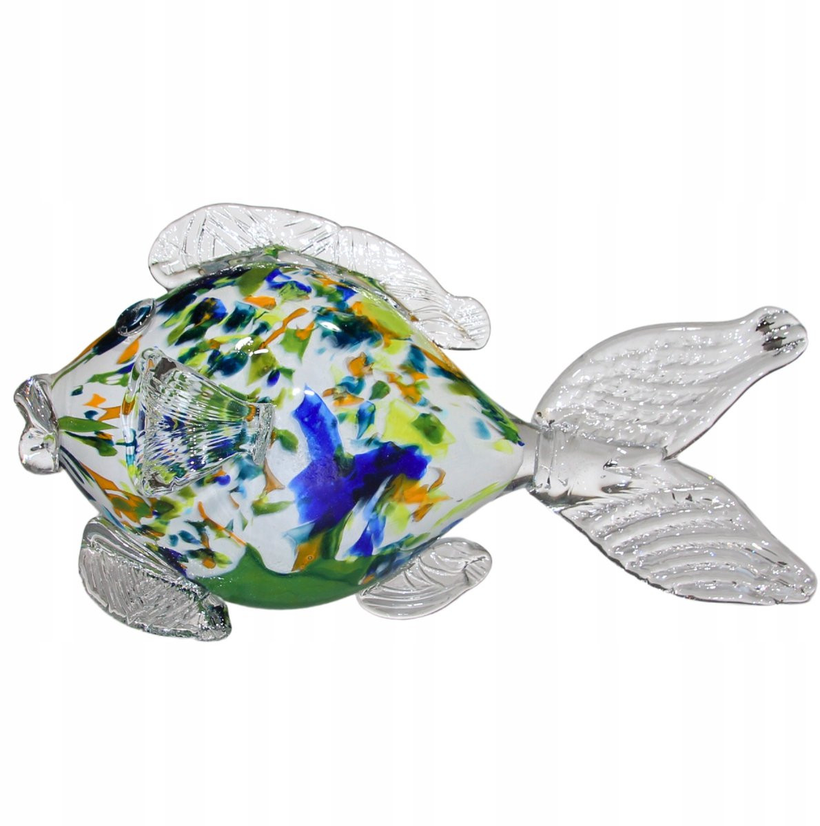 Handgemaakte Glazen Vis Decoratie van XR Brands, Wit/Kleurrijk, 30 cm