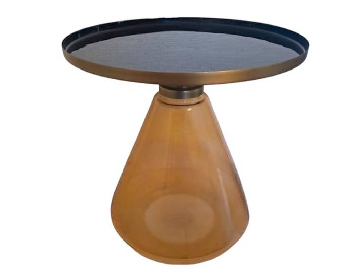 möbelando Eleganter Quadratischer Beistelltisch Brunello aus Braunem Glas mit Spiegelglasplatte, Robust & Modern - 45x45 cm (HxD)