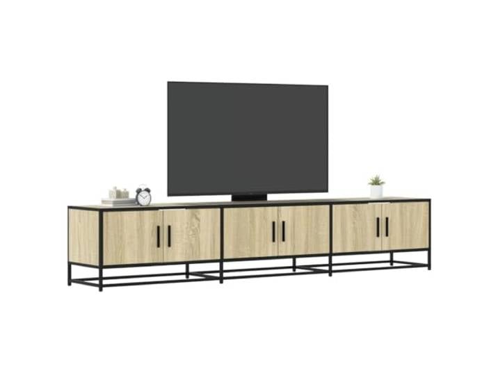 HEFZGDB TV-Schrank Sonoma-Eiche 210x35x41 cm aus Holzwerkstoff mit Metallgestell und robuster Oberplatte – Stauraum Möbel für Wohnzimmer