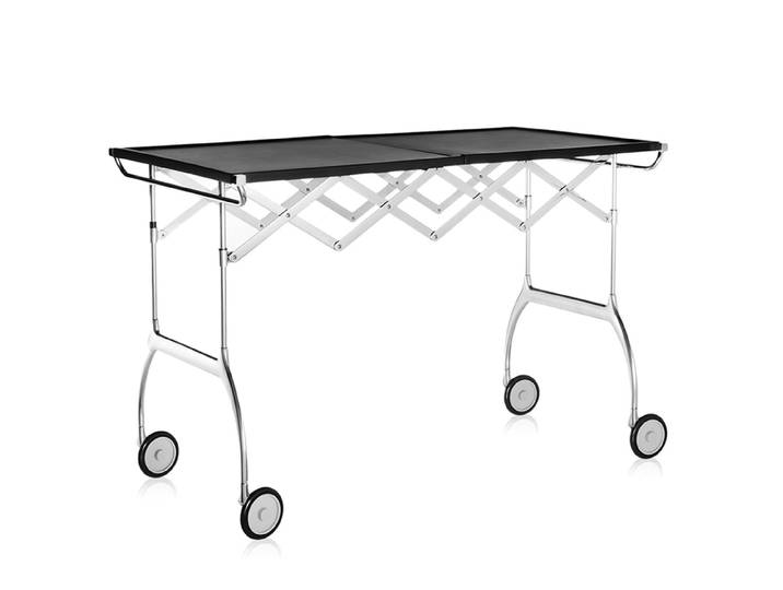 KARTELL chariot pliant à aliments BATTISTA (Noir - Polyuréthane opaque / Acier chromé)