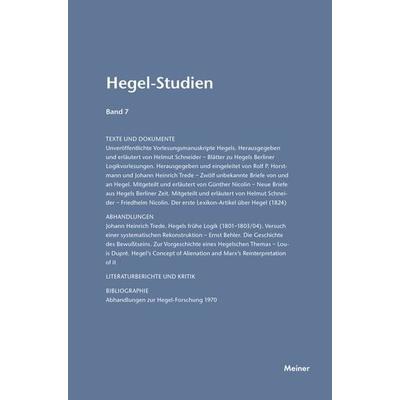 Hegel-Studien Band 7, Taschenbuch von , Meiner, F, 978-3-7873-1471-3