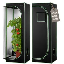 VEVOR Growzelt, 60x60x80 cm, Growbox 600D hochreflektierendes Mylar, Indoor-Pflanzenzelt mit Beobachtungsfenster, Bodenwanne & Reißverschluss, Gewächshaus Zuchtzelte für Obst, Blumen & Gemüse
