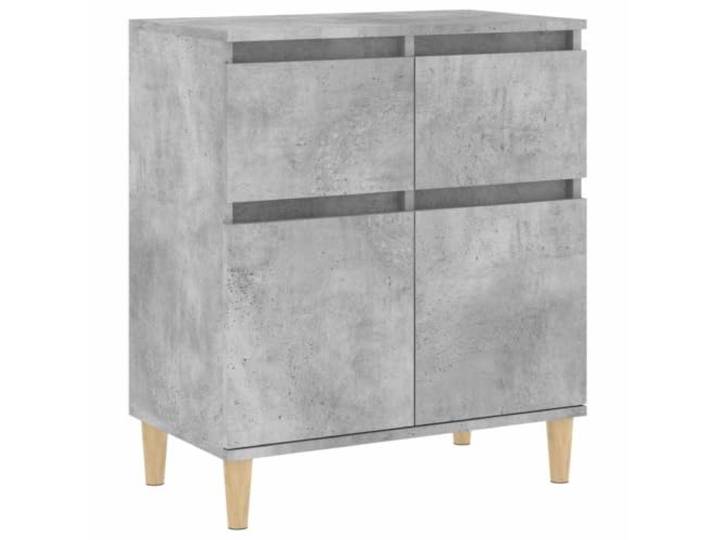 Fisinber Sideboard Betongrau 60x35x70 cm Kommode mit Schubladen Kompakter Anrichte-Schrank mit Beinen aus Eukalyptusholz für Flur, Schlafzimmer und Wohnzimmer.