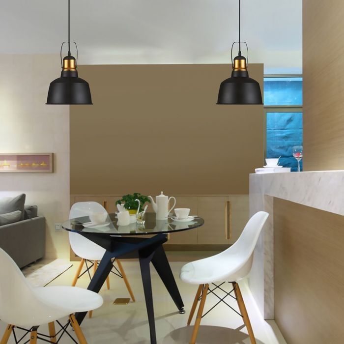 V-Tac Vt-7422 Lampadario Led Portalampada E27 Vintage In Alluminio Nero Ф230mm - Sku 3728