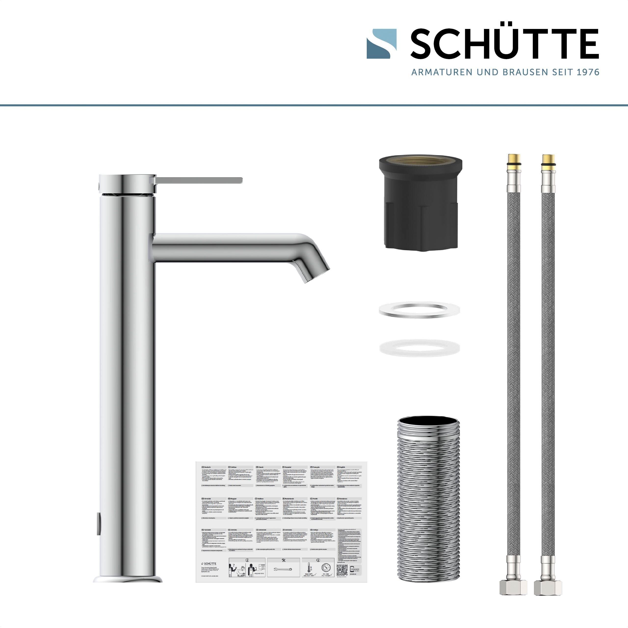 Waschtischarmatur SCHÜTTE "LOS ANGELES", silber (chrom), Messing, Armaturen, Waschtischarmatur, Wasserhahn Bad, energiesparend, Aufsatzwaschbecken