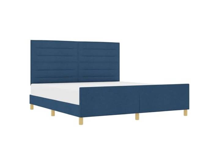 KKgypkn Polsterbett Blau 180x200 cm mit Stoffbezug, Plattformbett ohne Boxspringmatratze, minimalistisches Bettgestell mit Kopf- und Fußteil, Schaumfüllung für Komfort und Stabilität