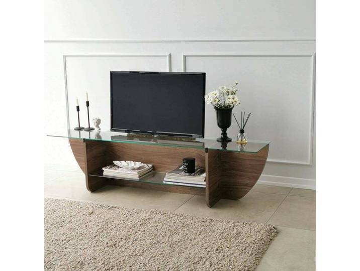 Meuble TV Dmarcoli - Dmora - Mélamine - Noyer 158x44h40 cm