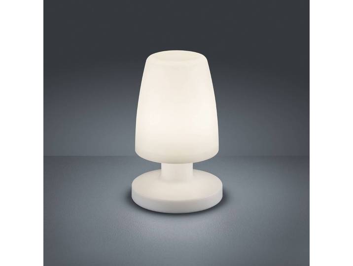 Reality Leuchten LED-Tischleuchte Dora, akkubetrieben, für außen Dora, weiß / opal, Kunststoff, Modern