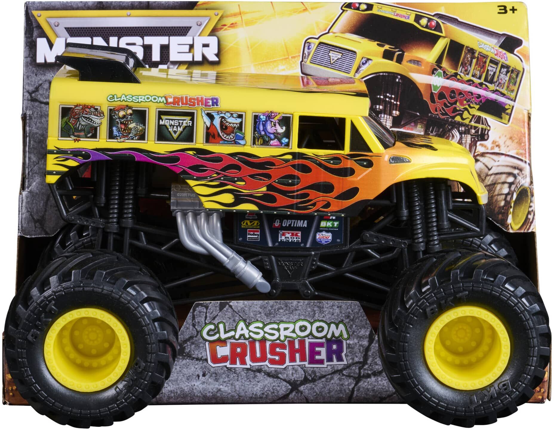 Monster Jam Classroom Crusher 1:24 Die-Cast Monster Truck - 1:24 Scale - Vibrant Yellow - Spin Master