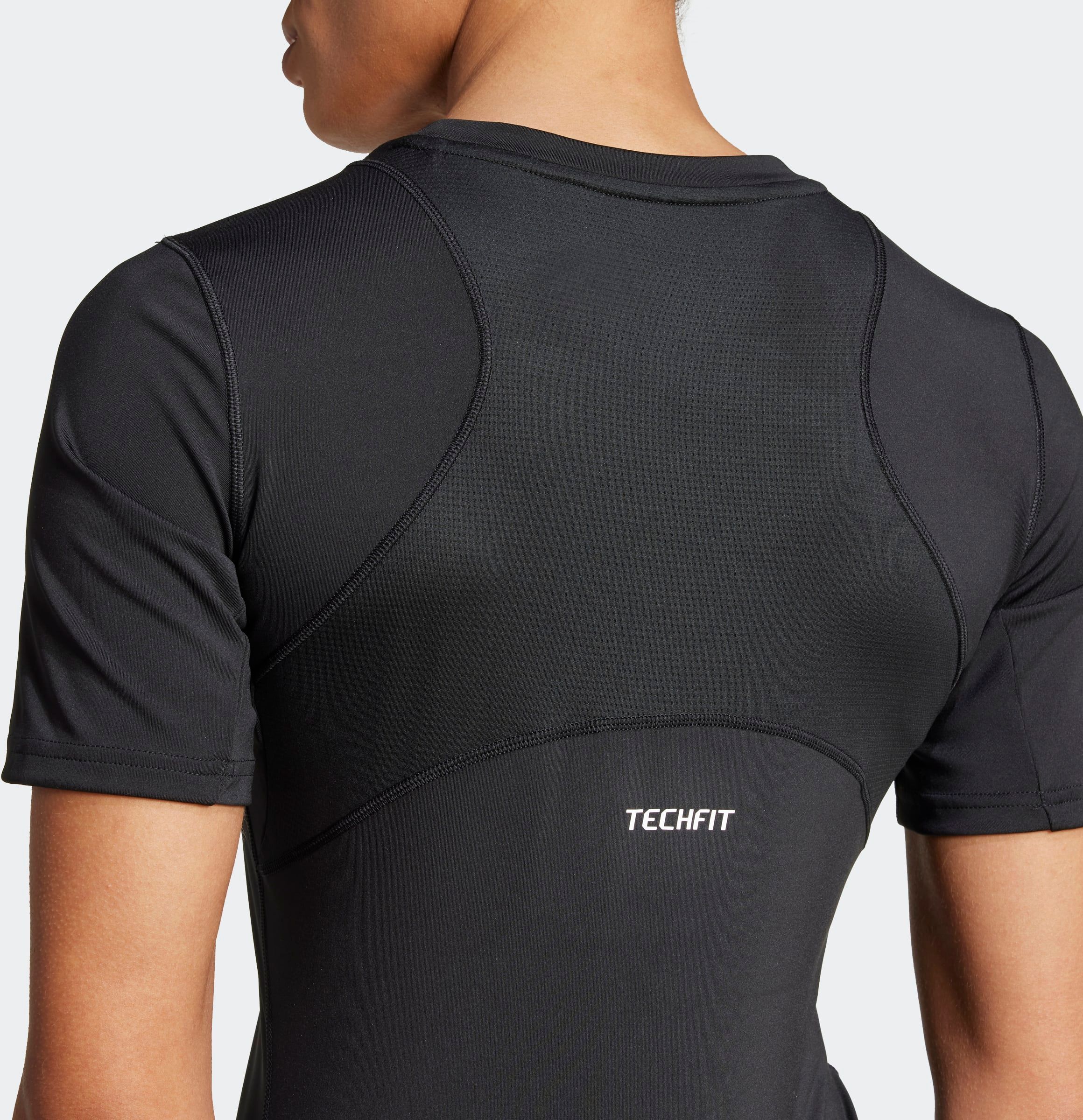 T-Shirt ADIDAS PERFORMANCE "TECHFIT TRAINING", Damen, Gr. XS, schwarz, Obermaterial: 83% Polyester, 17% Elasthan, normal, Rundhals, Shirts T-Shirt schwarz XS