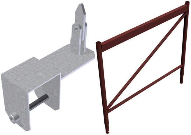 Set Schake Schelle für Diagonalverstrebung, verzinkt + Schake Aufsatzteil für Kurbel- & Universalgerüstböcke, Breite: 1,20 m, lackiert