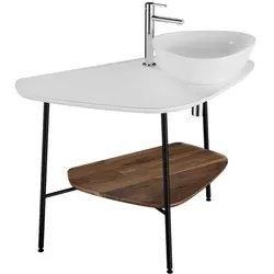 VitrA Plural Waschtisch-Konsole 62581 103,2 x 61,2 x 73 cm, rechts, Ablage Walnuss, Platte edelweiß