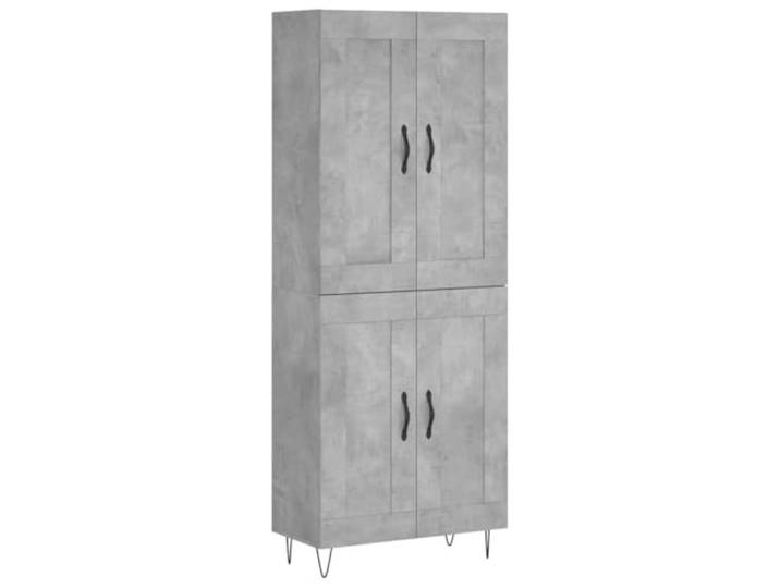 GFMGUEMV Highboard Betongrau 69,5x34x180 cm Holzwerkstoff mit Türen Stauraumschrank, Holzwerkstoff, Eisenbeine, Betongrau, mit Türen, Wandmontage möglich